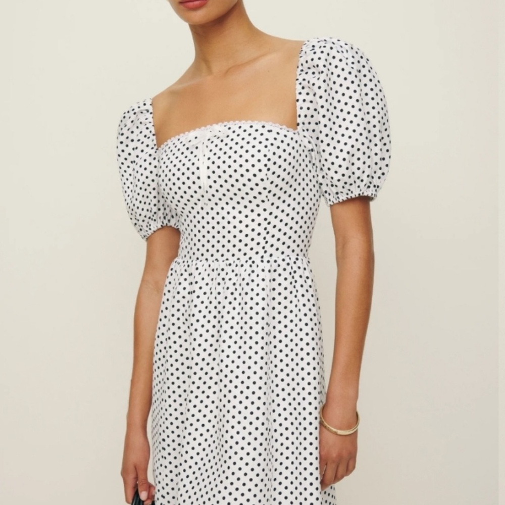 Reformation polka dot mini dress